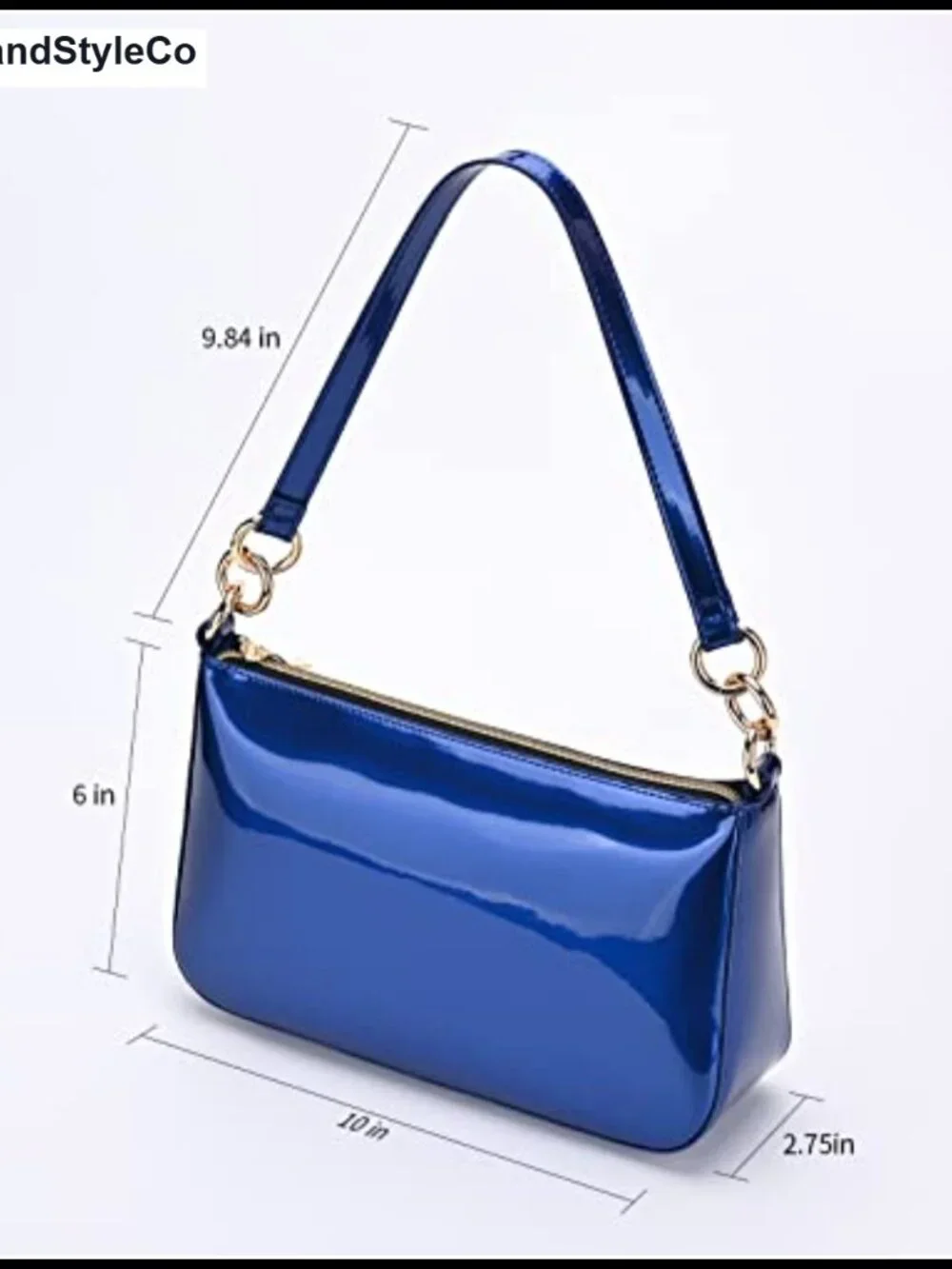 Vegan Patent Leather Y2K Shoulder Bag Womens Shiny Clutch Purse with Strap